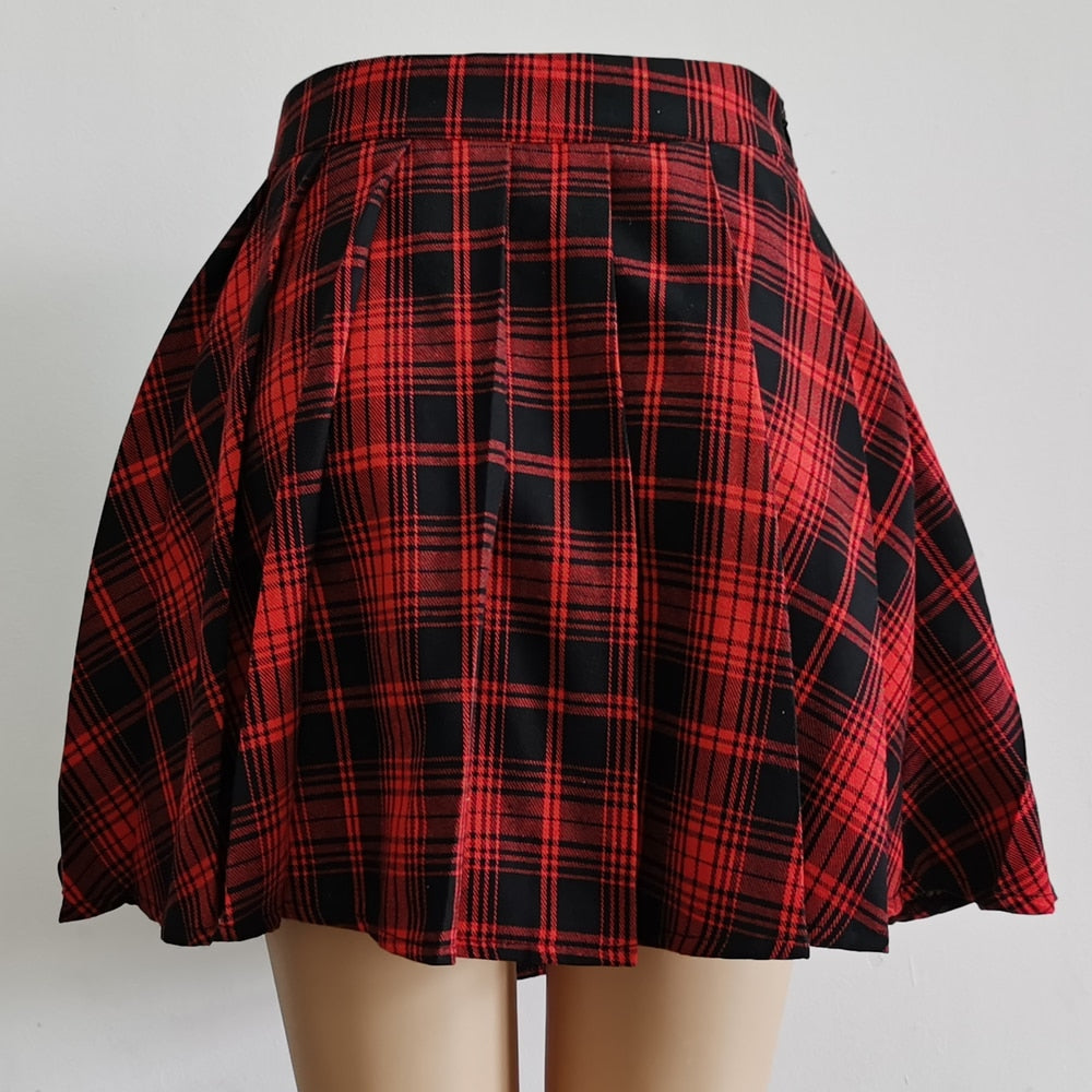 Asymmetric Cutout High Waist Mini Pleated Skater Skirt - LEPITON