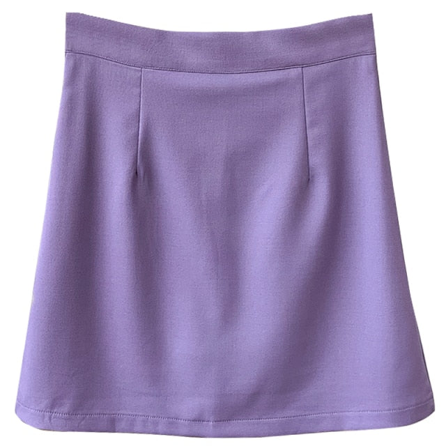 Preppy Style A-line High-Waist Split Mini Skirt - LEPITON