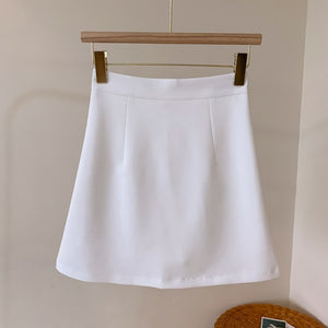 Preppy Style A-line High-Waist Split Mini Skirt - LEPITON