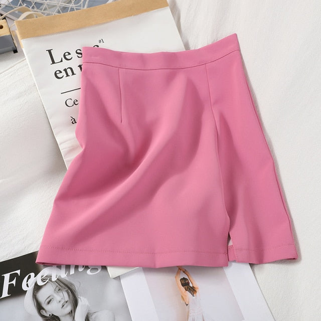 Preppy Style A-line High-Waist Split Mini Skirt - LEPITON