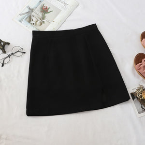 Preppy Style A-line High-Waist Split Mini Skirt - LEPITON