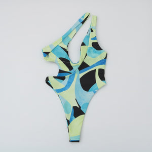 Patterned One Shoulder Push-Up Monokini - LEPITON