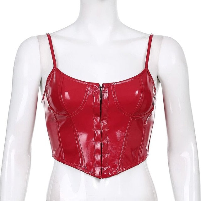 PU Leather Bustier Crop Top - LEPITON
