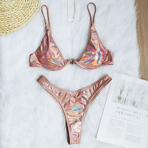 Triangle Solid Bikini Set - LEPITON