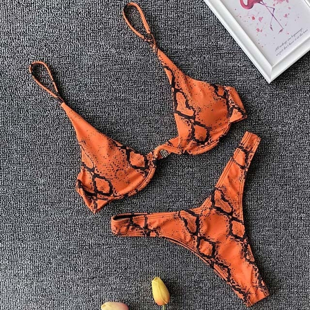 Triangle Solid Bikini Set - LEPITON