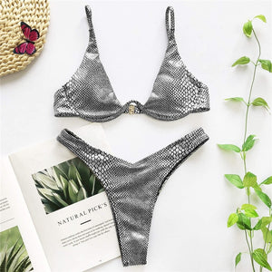 Triangle Solid Bikini Set - LEPITON