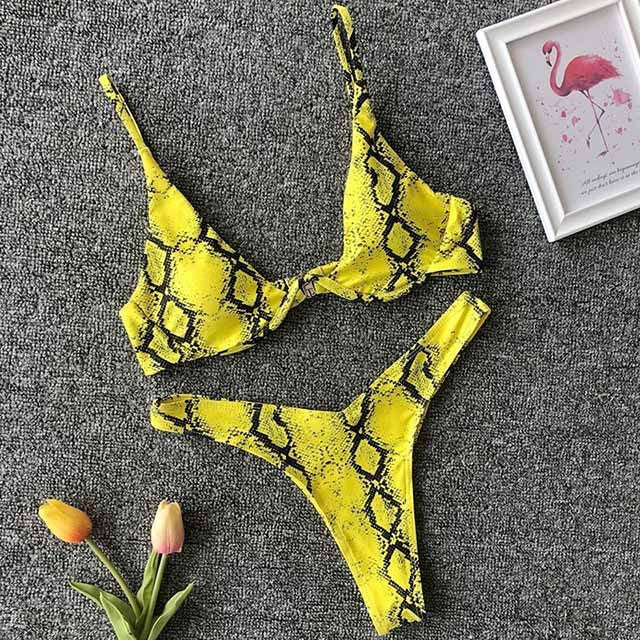 Triangle Solid Bikini Set - LEPITON