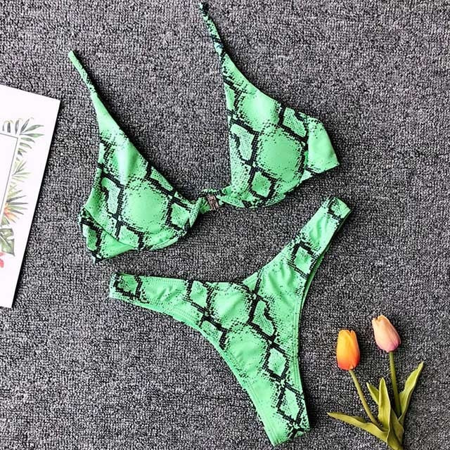 Triangle Solid Bikini Set - LEPITON