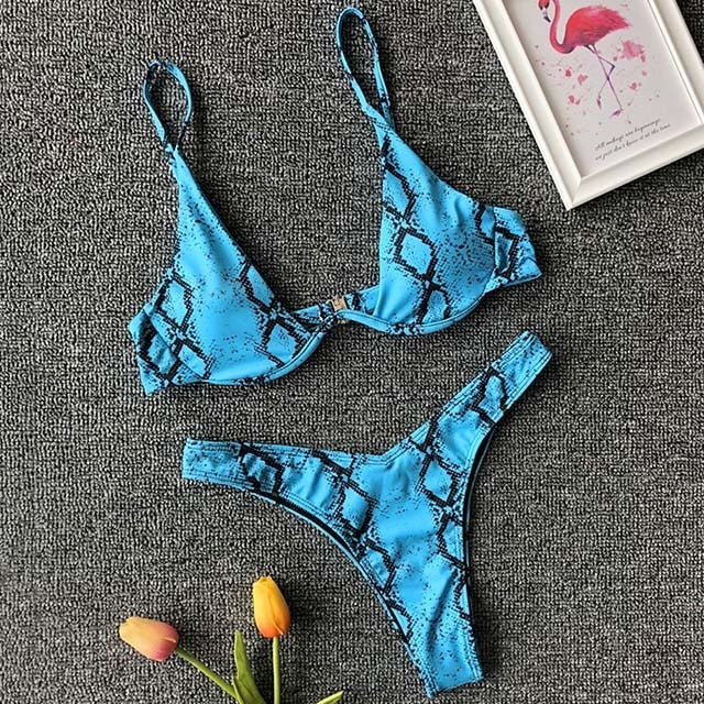 Triangle Solid Bikini Set - LEPITON