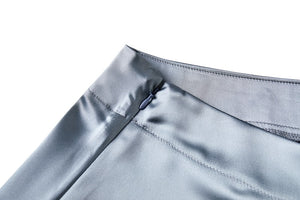 Satin High-Waist A-Line Midi Skirt - LEPITON