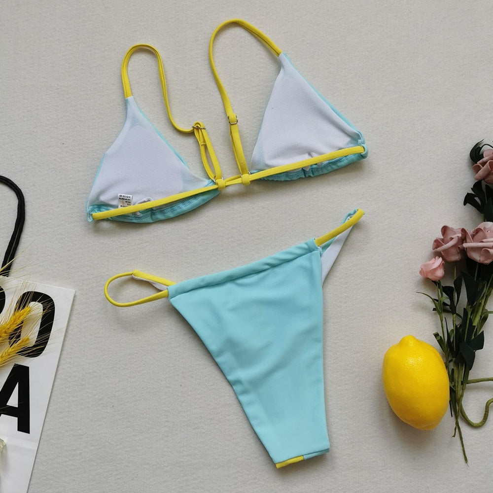 Patchwork Push-Up Bikini Set - LEPITON