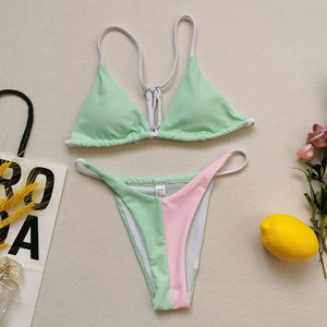 Patchwork Push-Up Bikini Set - LEPITON