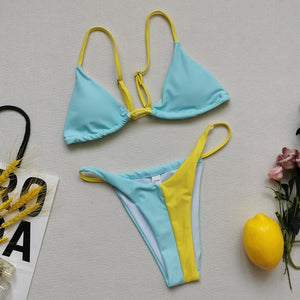 Patchwork Push-Up Bikini Set - LEPITON