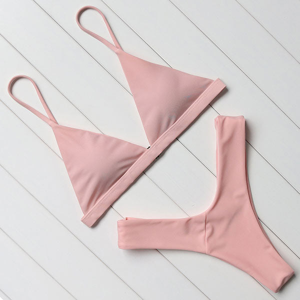 Pink Low-Waist Push-Up Micro Bikini - LEPITON