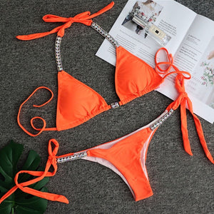 Luxury Rhinestone Thong Bikini - LEPITON