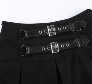 Pleated High-Waist Patchwork Skirt with Rivet - LEPITON