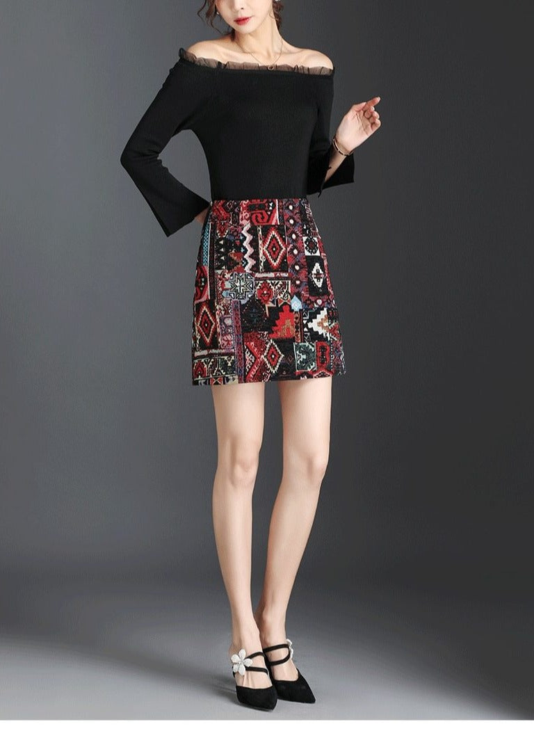 Embroidery A-Line Mini Skirt - LEPITON