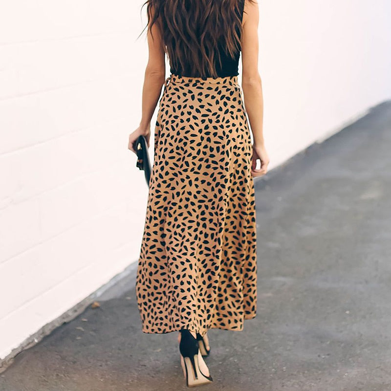 Aesthetic Polka Dot High-Waist Maxi Skirt - LEPITON