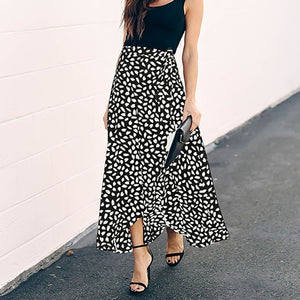 Aesthetic Polka Dot High-Waist Maxi Skirt - LEPITON