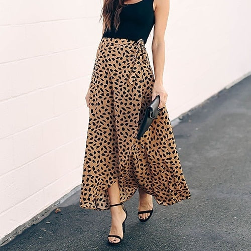 Aesthetic Polka Dot High-Waist Maxi Skirt - LEPITON