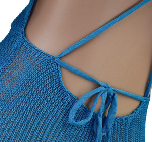 Plunge Backless Bandage Sleeveless Lacing Split Maxi Beach Dress - LEPITON