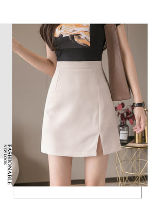 Preppy Style A-line High-Waist Split Mini Skirt - LEPITON