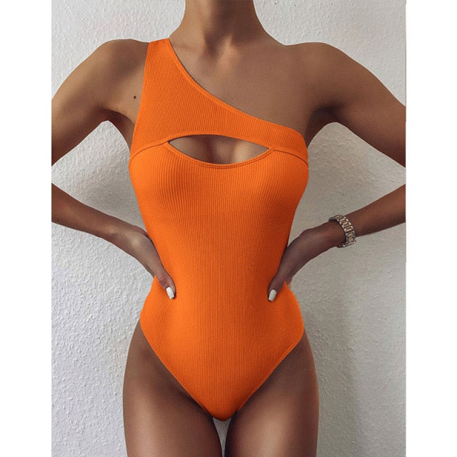 One Shoulder Hollow-Out Monokini - LEPITON