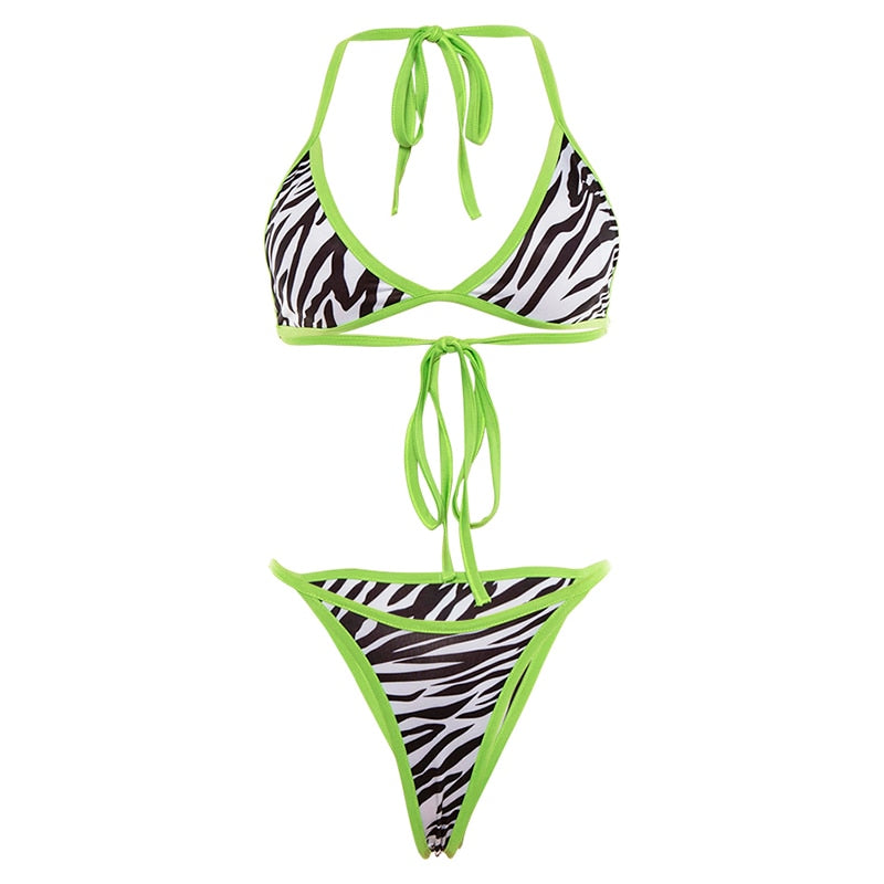 Zebra Neon Green Swimsuit - LEPITON