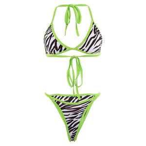 Zebra Neon Green Swimsuit - LEPITON
