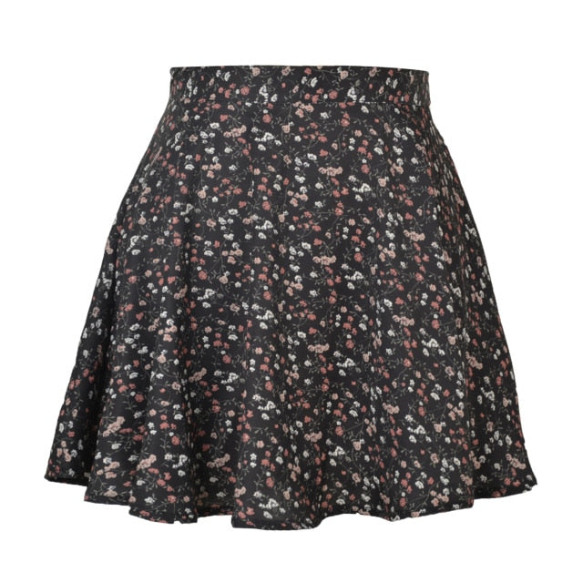 Floral High-Waist Chiffon Umbrella Mini Skirt - LEPITON