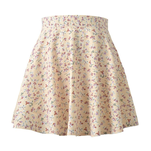 Floral High-Waist Chiffon Umbrella Mini Skirt - LEPITON