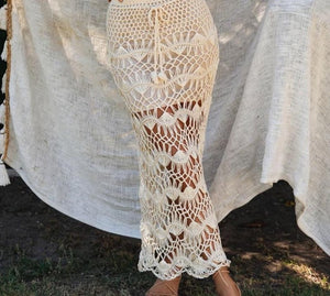 Bohemian Crochet Knitted Long Maxi Skirt - LEPITON