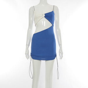 Drawstring Cut-Out Strap Mini Bodycon Dress - LEPITON