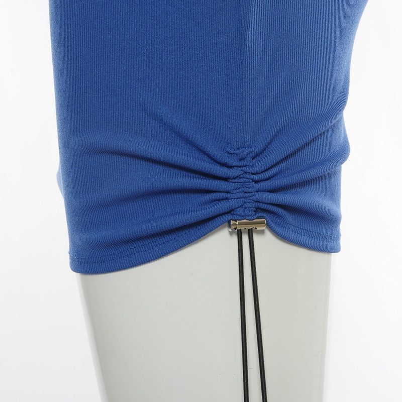 Drawstring Cut-Out Strap Mini Bodycon Dress - LEPITON
