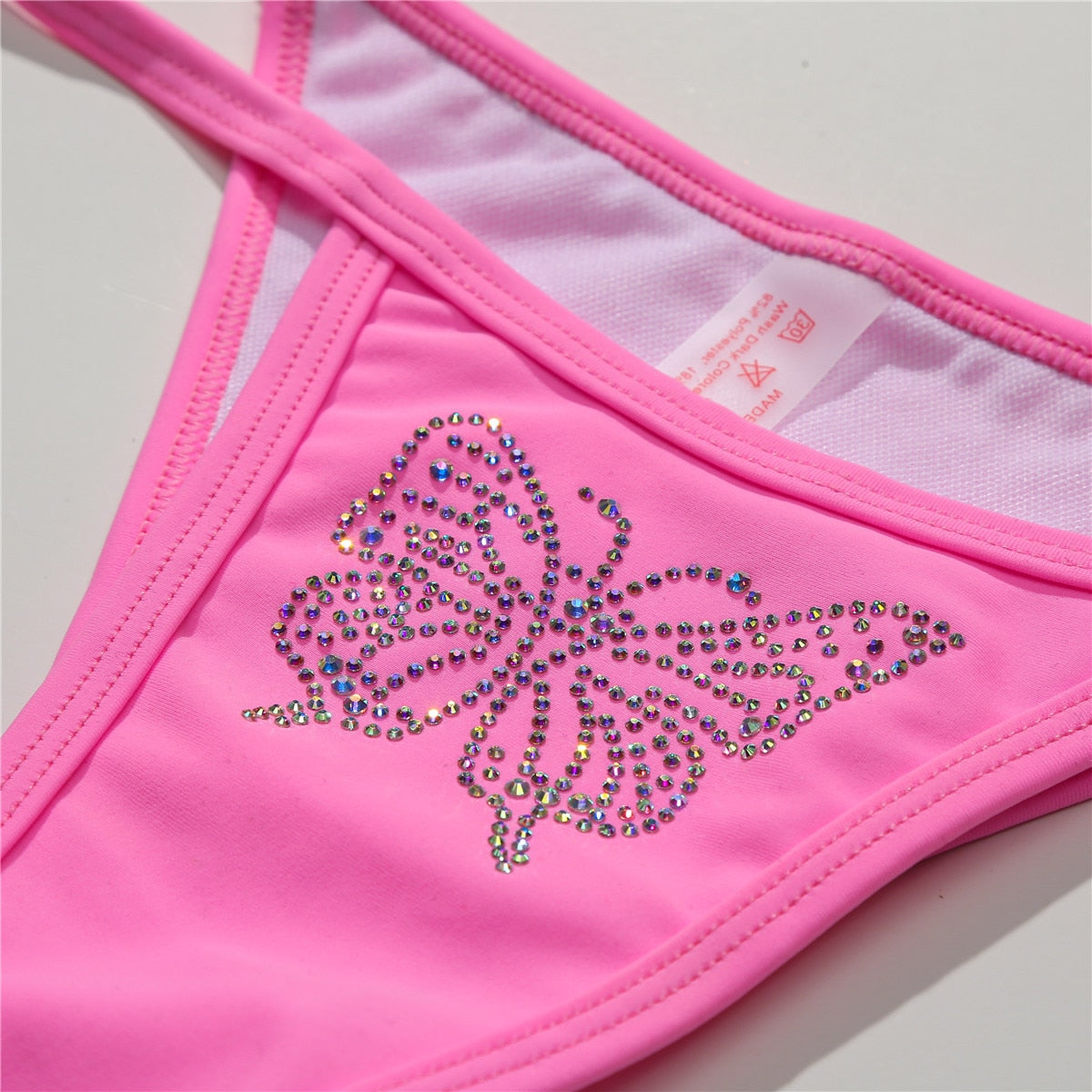 Butterfly Rhinestones Push Up Bikini - LEPITON