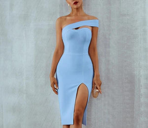 One Shoulder Strapless Bodycon Party Dress - LEPITON