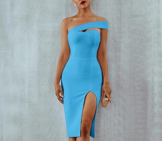 One Shoulder Strapless Bodycon Party Dress - LEPITON
