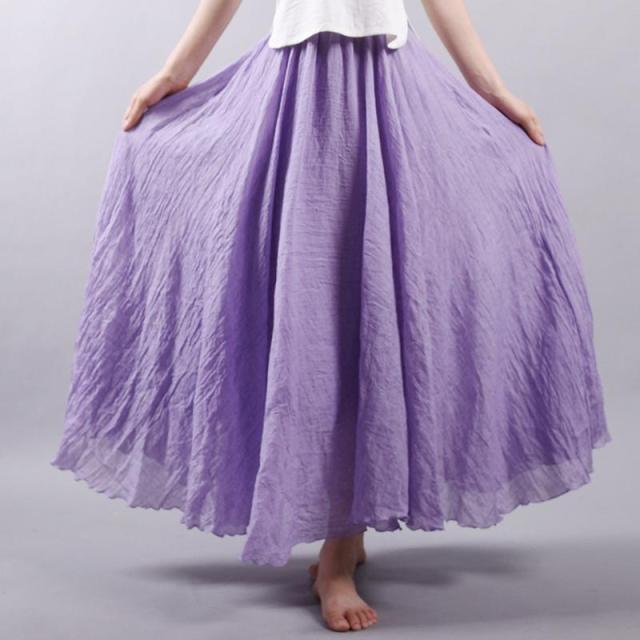 Casual High Waist Linen Maxi Skirt - LEPITON