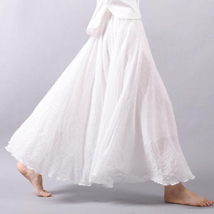 Casual High Waist Linen Maxi Skirt - LEPITON