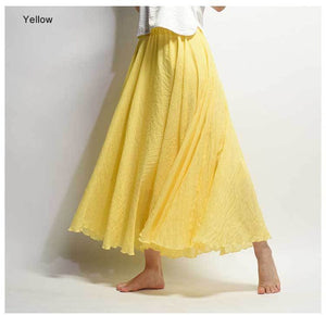 Casual High Waist Linen Maxi Skirt - LEPITON