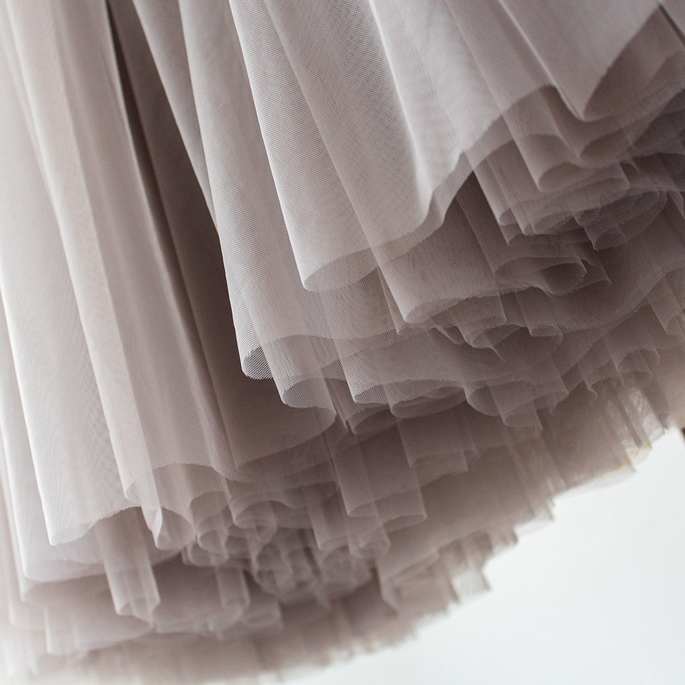 Pleated High-Waist Soft Mesh Long Skirt - LEPITON