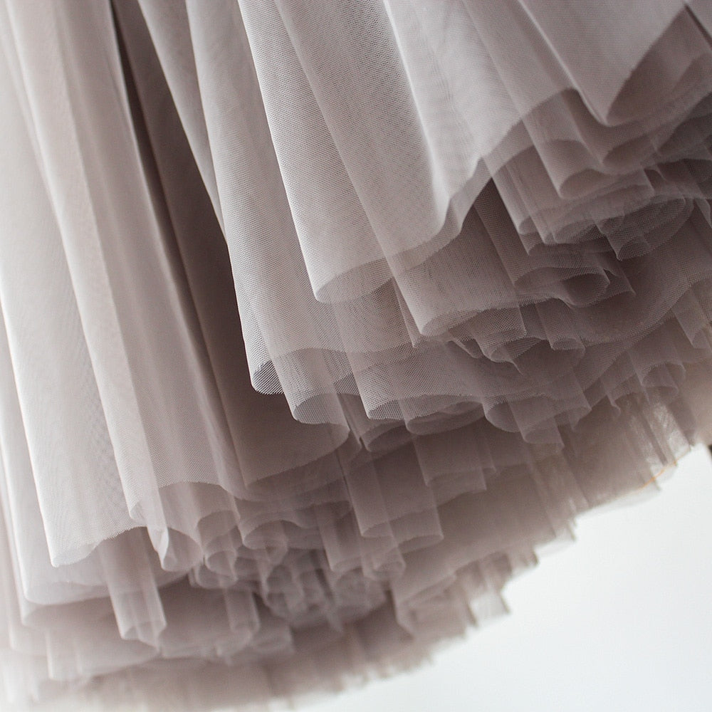 Pleated High-Waist Soft Mesh Long Skirt - LEPITON