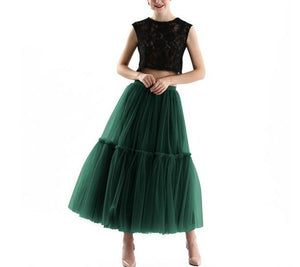 Pleated High-Waist Soft Mesh Long Skirt - LEPITON