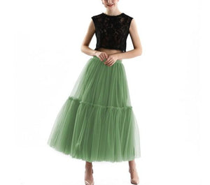 Pleated High-Waist Soft Mesh Long Skirt - LEPITON