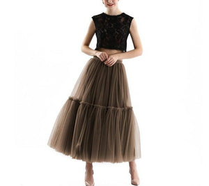 Pleated High-Waist Soft Mesh Long Skirt - LEPITON