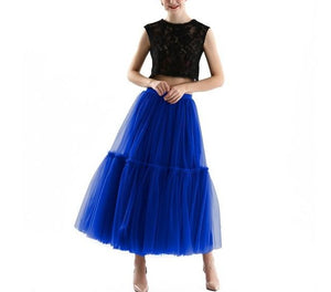 Pleated High-Waist Soft Mesh Long Skirt - LEPITON