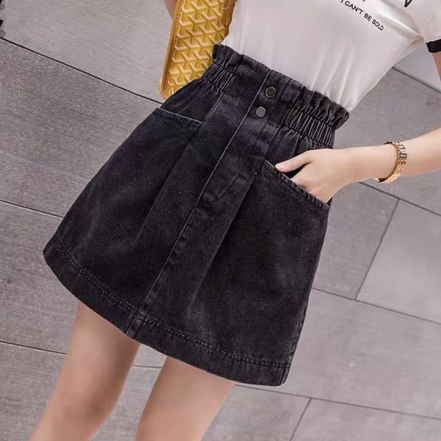 High-Waist A-Line Mini Denim Skirt - LEPITON