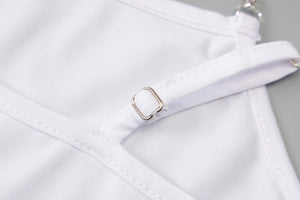 White Diamond Thin Strap Bodycon Mini Dress - LEPITON