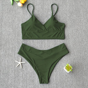 Solid Push-Up Vest Bikini Set - LEPITON