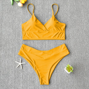 Solid Push-Up Vest Bikini Set - LEPITON